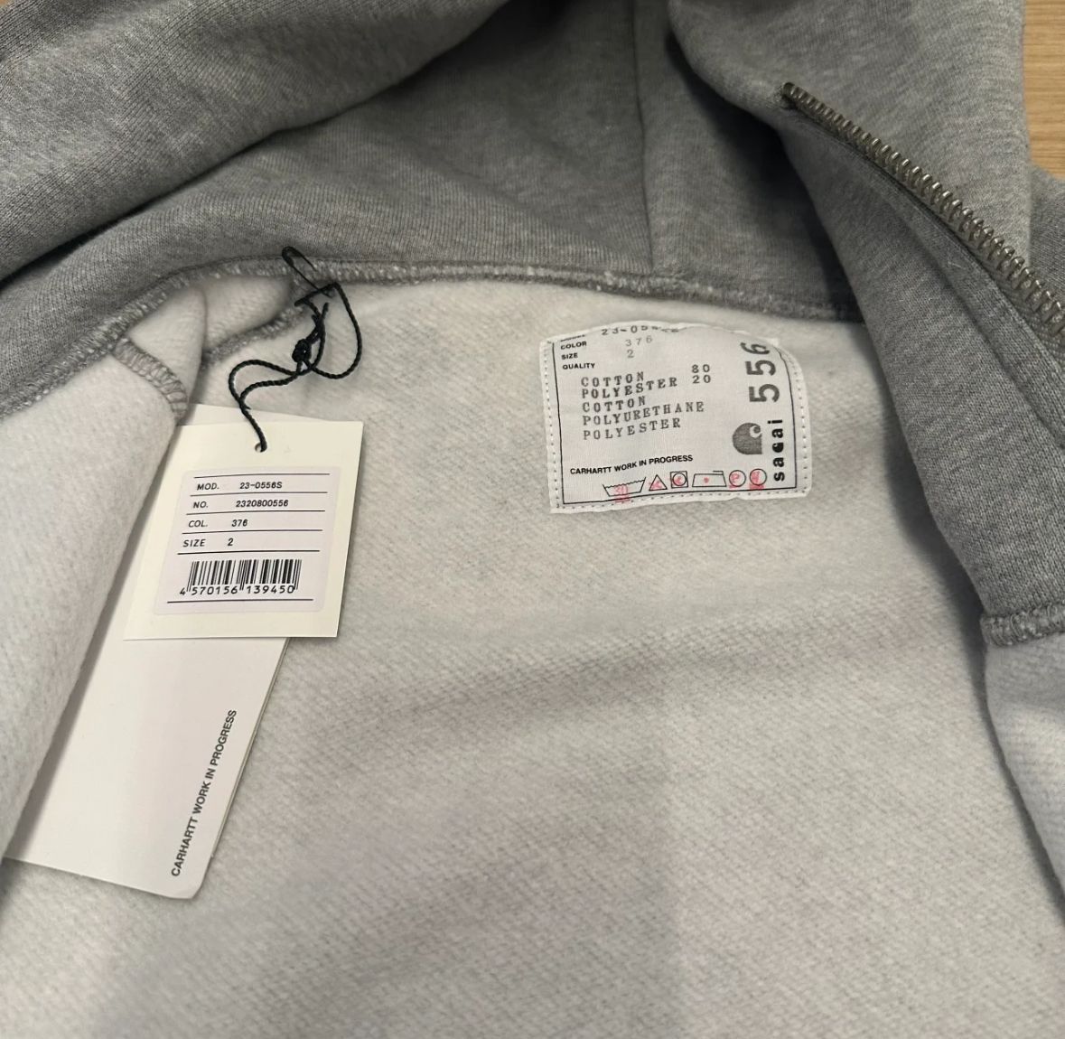 Sacai x Carhartt WIP HOODIE FW23 グレー - メルカリ