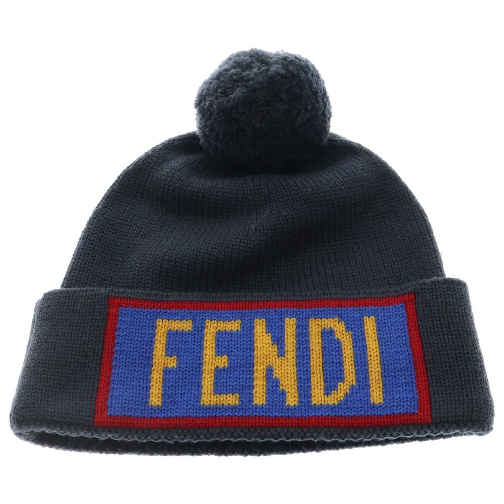 FENDI フェンディ DSMロゴニット帽 グレー FXQ053 A0XP TU FENDI (フェンディ) DSM ロゴ ニット帽 ビーニー グレー FXQ053