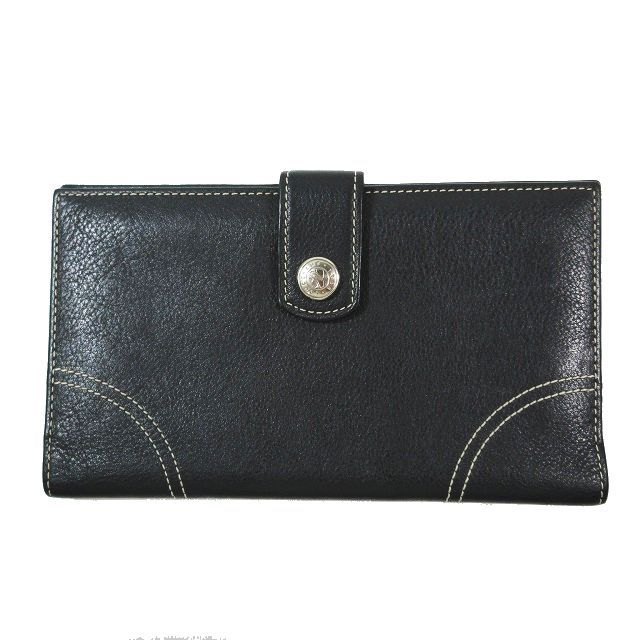 ロンシャン LONGCHAMP 財布 一つ折り スナップ式 長財布 刺繍 黒 ブラック メンズ