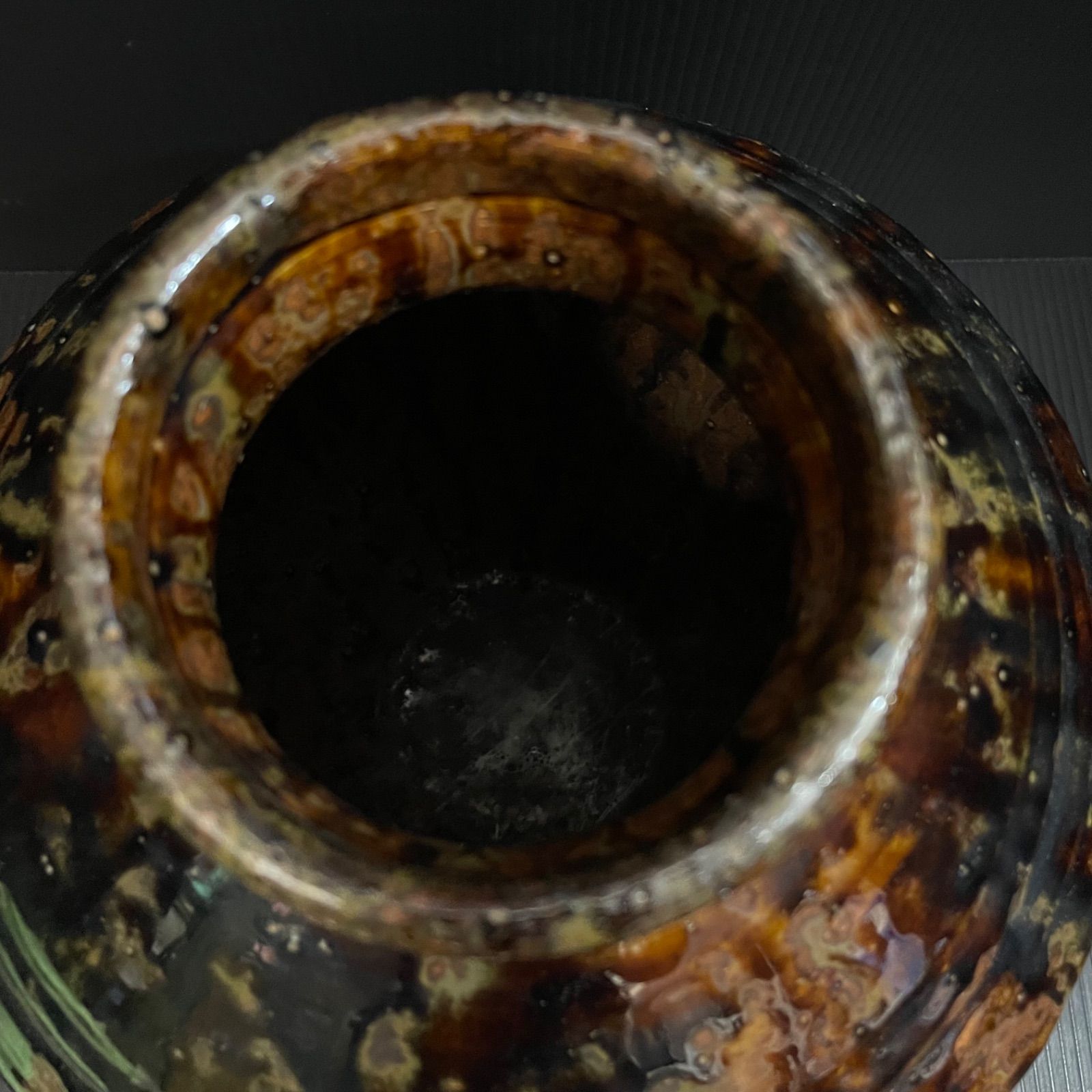 茶褐色釉薬 大壺 花器 高さ26cm 陶芸作品 - メルカリ