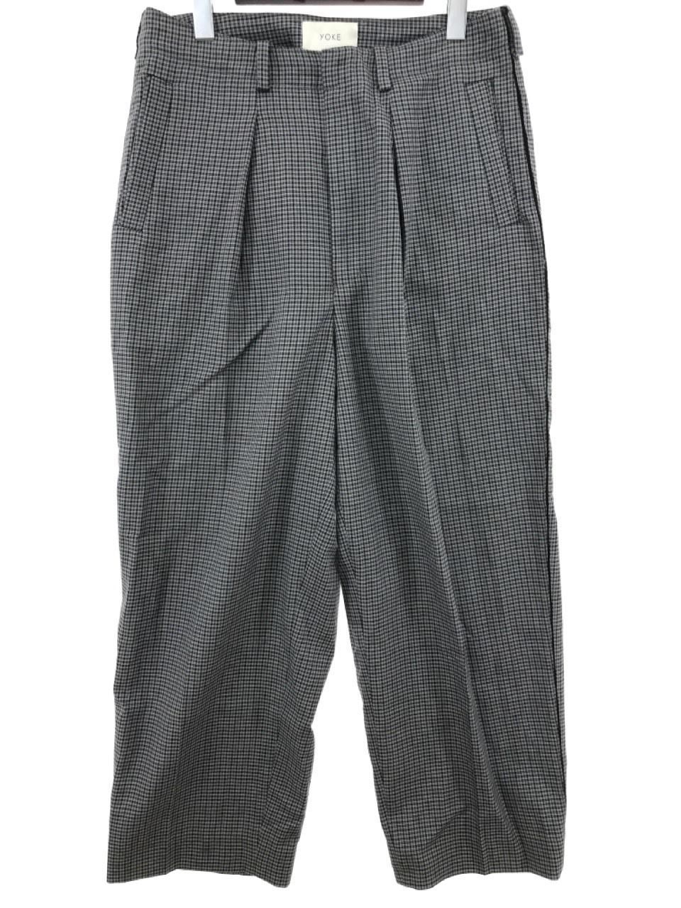 YOKE 19AW チェックパンツ 1tuck wide trousers - パンツ