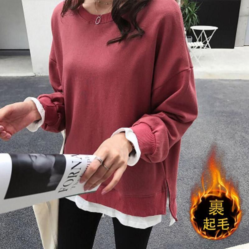 赤字覚悟!トレーナー レディース 長袖 カットソー スウェット 開襟 無地 トップス シンプル カジュアル ゆったり 秋冬 おしゃれ 通学 学生 高校生 ギフト トレーナー トップス レディース スウェット プルオーバー