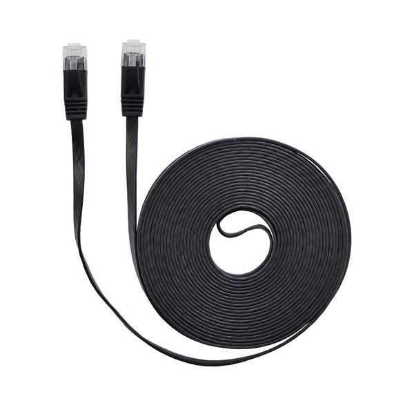 （まとめ） LANケーブル フラット CAT6 15m 黒 AS-CAPC009 〔×5セット〕