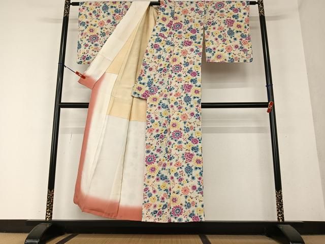 平和屋着物○上質な小紋 総絞り 草花文 正絹 逸品 未使用 AAAY6532zg  