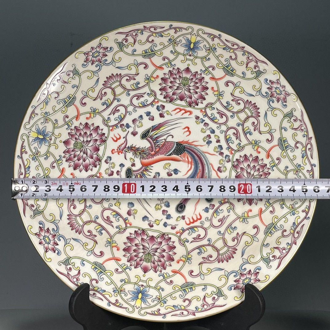 装飾品 収集品 美品 景徳鎮 陶磁器 工芸品 美術品 置物 清乾隆五彩鳳紋賞盤 景徳鎮 陶磁器 装飾品 工芸品 美術品 置物