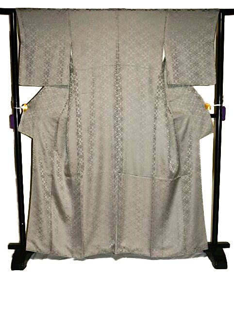 色無地 グレー ダークトーン 菱地紋 パーティー お茶会 着物 014a d  