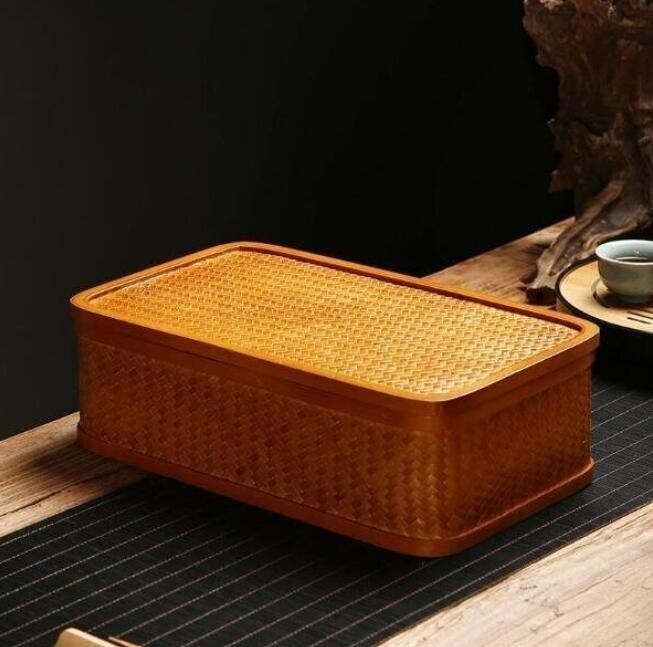 收納盒 茶道具籠 竹細工 手作り茶具☆茶道具籠☆竹の編☆茶道☆收納盒☆竹編細工籠 V