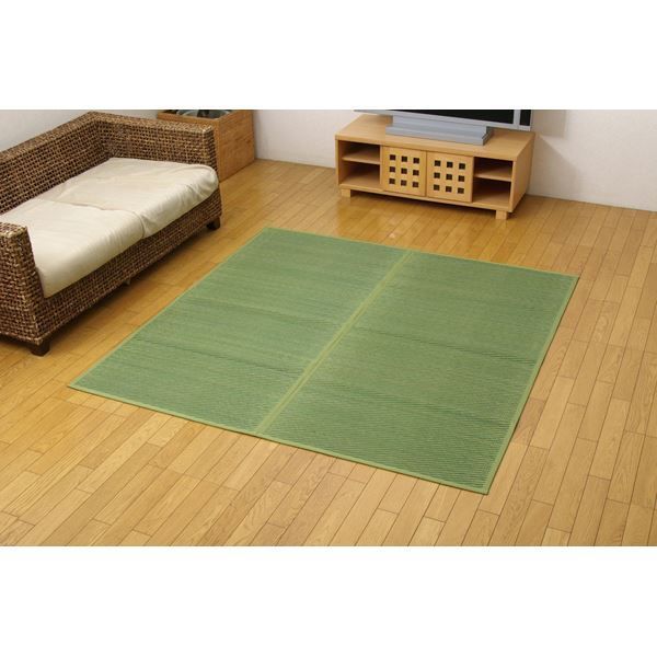 い草 花ござ/ラグマット 【グリーン 江戸間4.5畳 約261×261cm】 裏