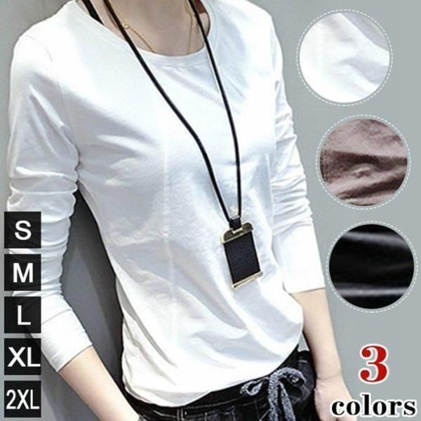 長袖tシャツ レディース トップス ロンT 丸首 クルーネック Tシャツ ロング丈 ゆったり 着痩せ カジュアル 無地 シンプル 春 秋 オシャレ AaPL736