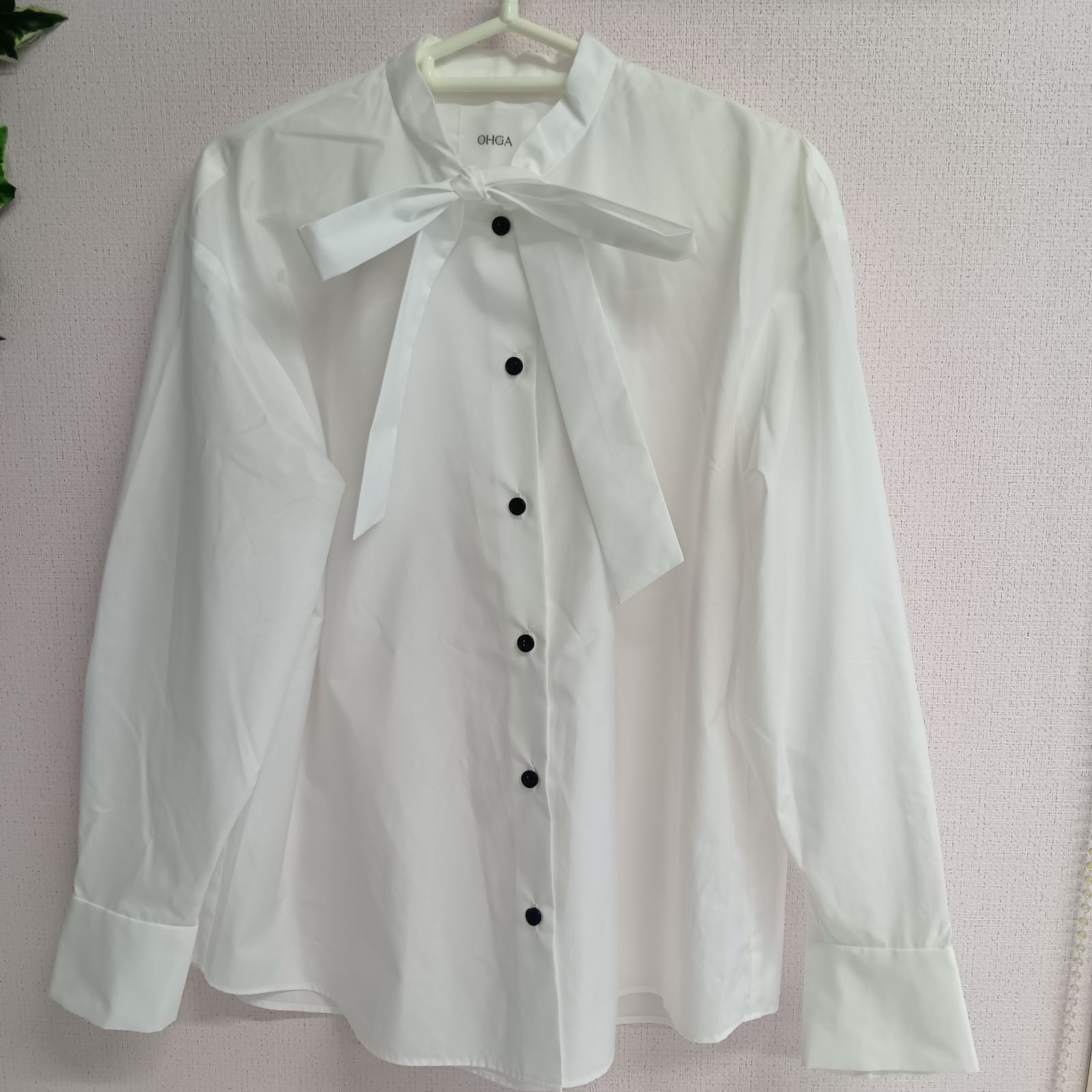 OHGA]オーガ シャツ ブラウス ボウタイ 長袖 リボン レディース 古着