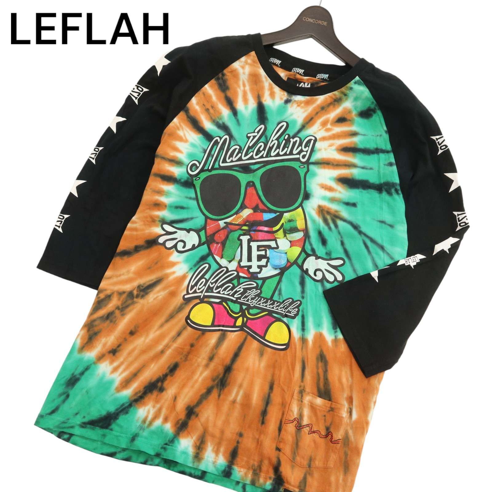 【人気完売品】LEFLAH レフラー タイダイ セットアップ LEFLAH レフラー 春夏 プリント☆ スター タイダイ柄 切替 7分袖