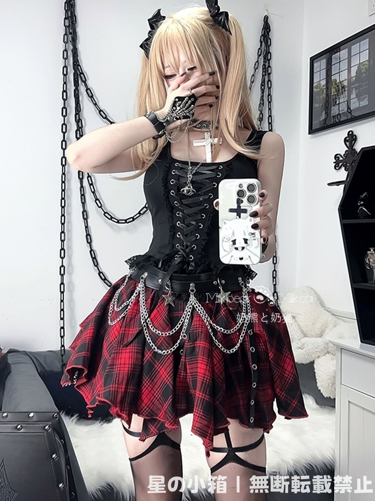 大神ミオ コスプレ ウィッグ付きフルセット アナザー 赤 衣装 大神ミオ