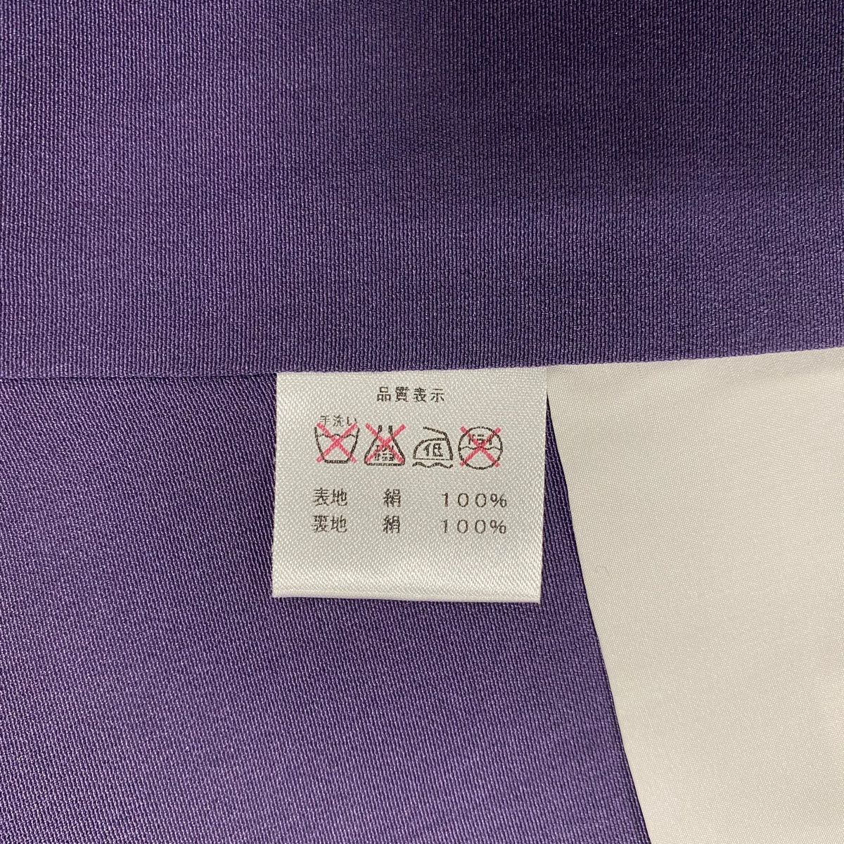 付下げ 身丈161cm 裄丈65cm M 袷 かるた 七宝 金銀彩 ぼかし 紫