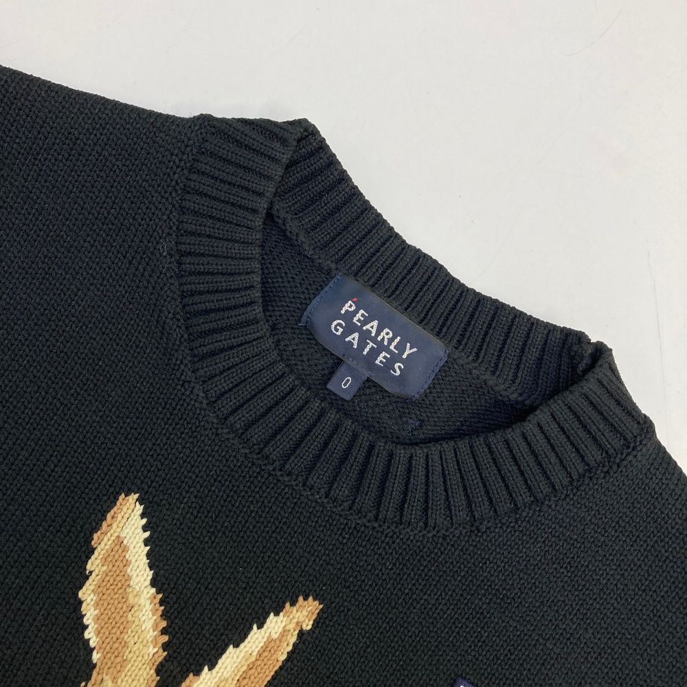 サイズ：0 PEARLY GATES パーリーゲイツ 2023年モデル トラッドラビット ニットセーター ブラック系 [240101521427] ゴルフウェア レディース ストスト