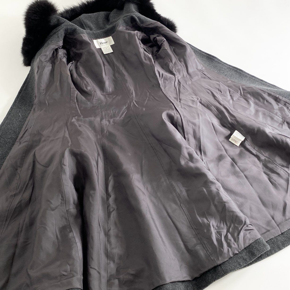 Rene＊ファーフード付ロングコート・サイズ36