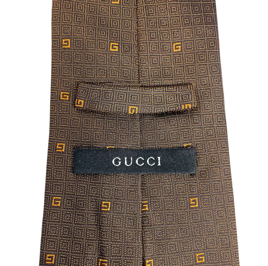 GUCCI グッチ ネクタイ シルク シルク100% ブラウン オレンジ G GG