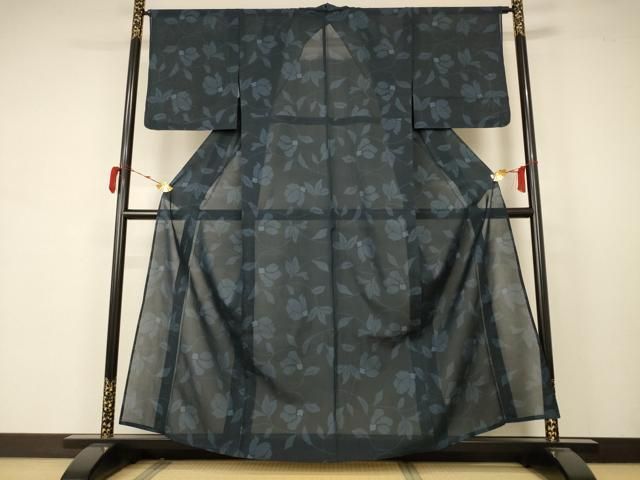 平和屋着物 夏物 本場大島紬 夏大島 150亀甲 草花文 正絹 AABB2634jd