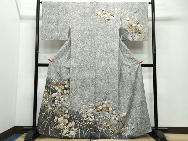 平和屋着物○訪問着 草花文 たたき染め 金彩 正絹 逸品 CAAX1174vf