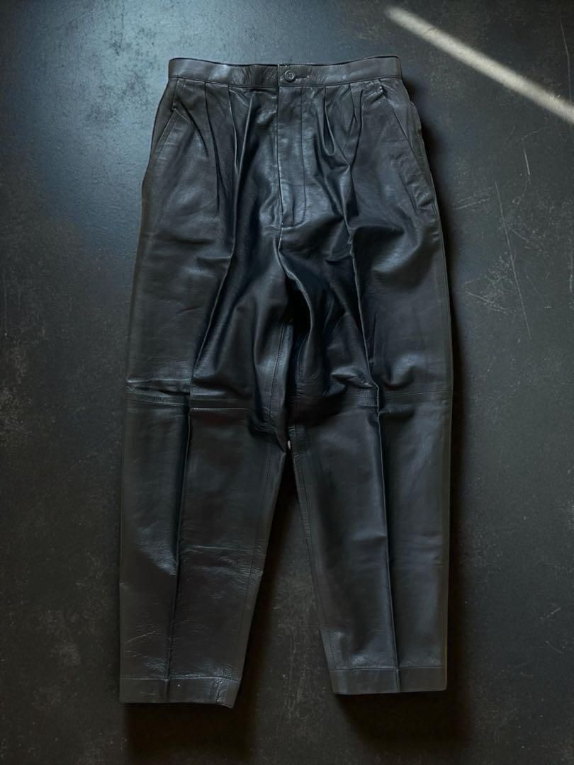 80s ISSEY MIYAKE Two-Tuck Lamb Leather Pants 筆タグ