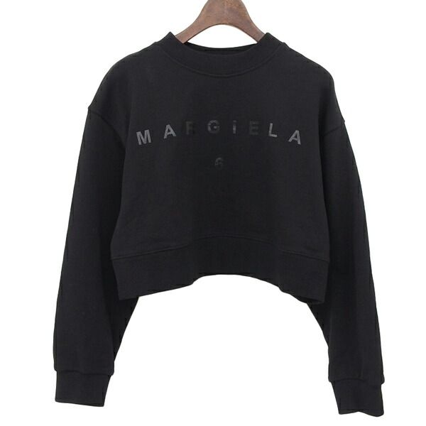 メゾンマルジェラ Maison Martin Margiela mm 6 コットン ロゴプリント スウェット レディース ブラック size 12 Y M 60232 03341