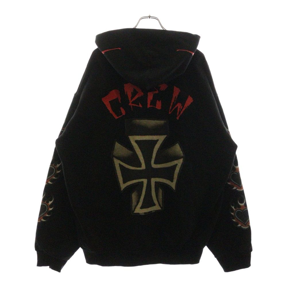 赤いパーカー 黒いプリント付きカタリストパーカー