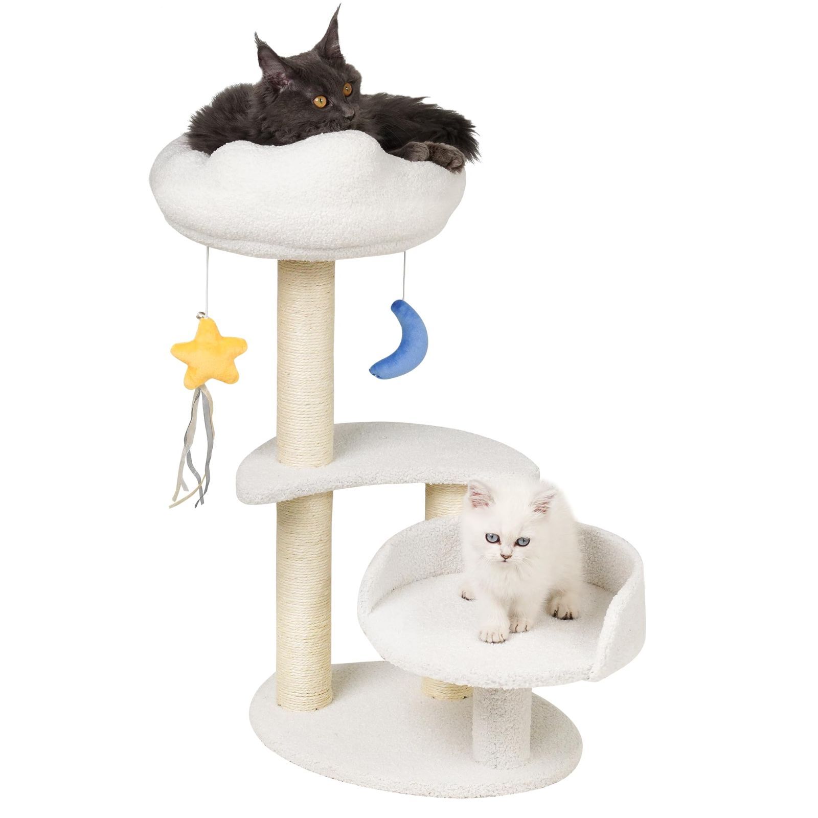 ホワイト Meecal キャットタワー ミニ 猫タワー 低い 猫 爪研ぎ タワー