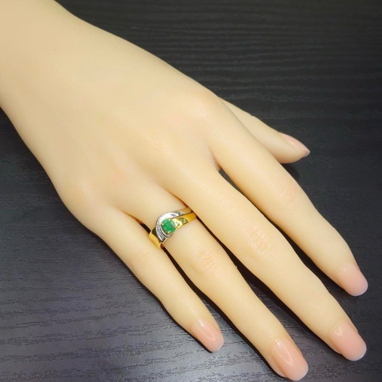 18金 K18 ゴールド GOLD 750 プラチナ pt900 天然エメラルド0.40ct