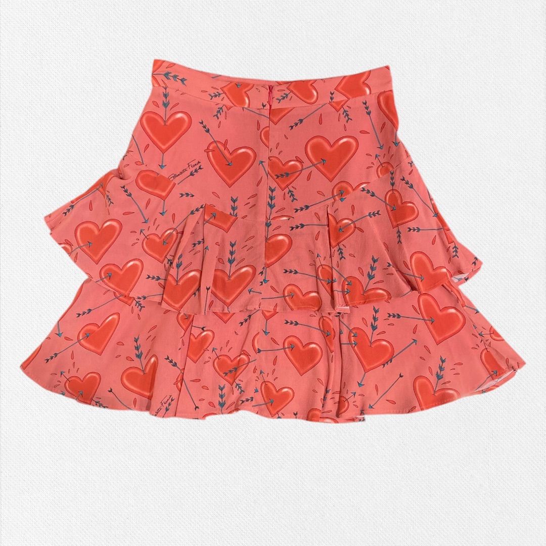 エリザベッタフランキ ELISABETTA FRANCHI リボンスカート 38サイズ ピンク レディース ハートフリルスカート イタリア製