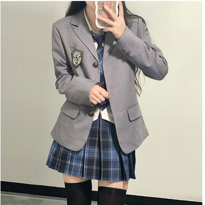 スカートスーツ 制服 女子高校生 5点セット バッジ コスチューム jk服  