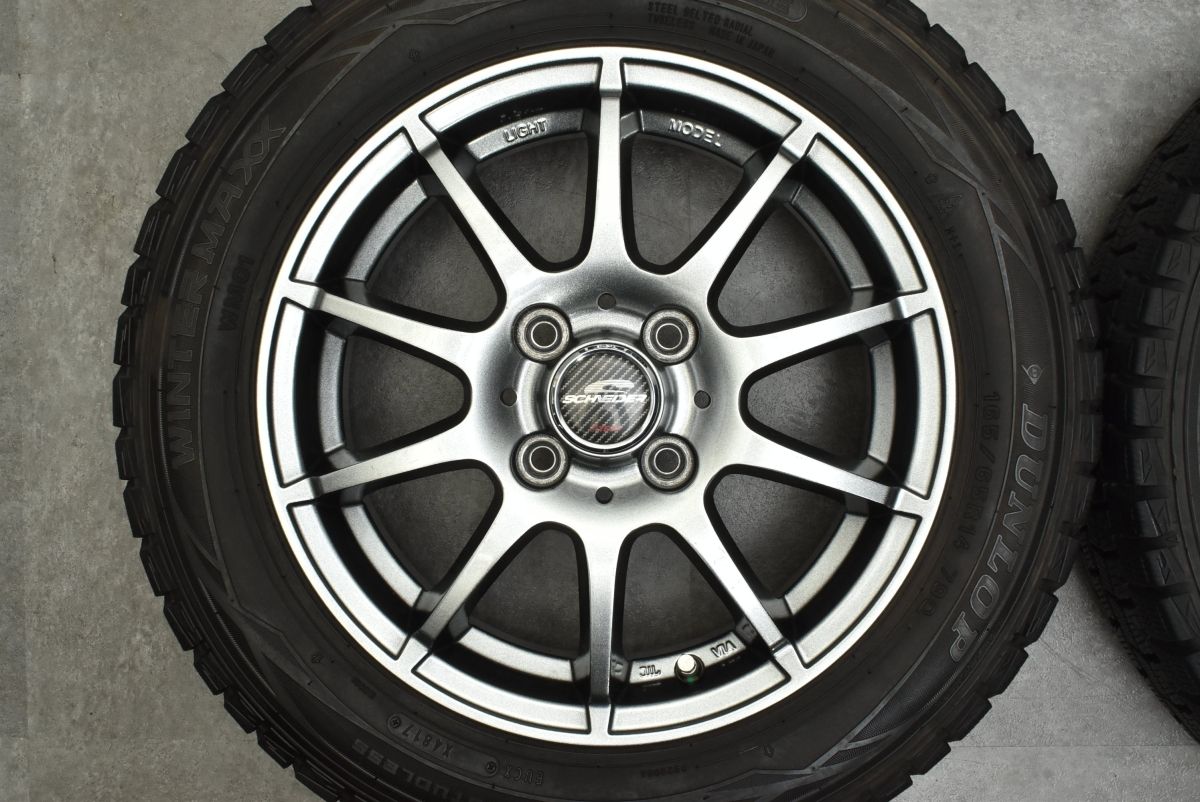 【美品】シュナイダー 14in 4.5J +40 PCD100 ダンロップ ウィンターマックスWM01 165/65R14 パッソ ルーミー タンク ソリオ トール ブーン