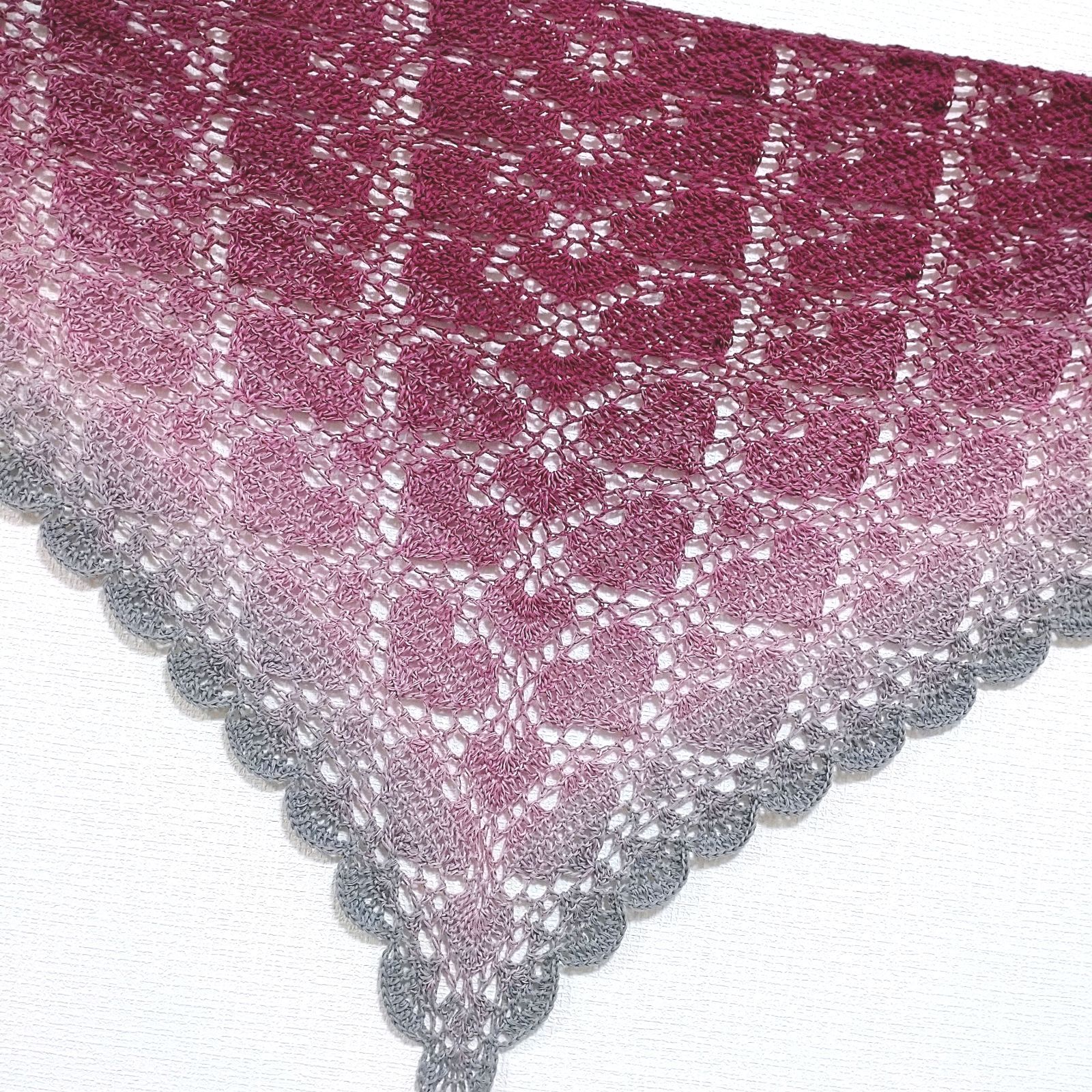 三角バレエショール 100％コットン パープル 海外糸 手洗可能 年中使用