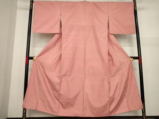 平和屋着物○紅花紬 米沢 横段文 正絹 逸品 AAAY6484zg