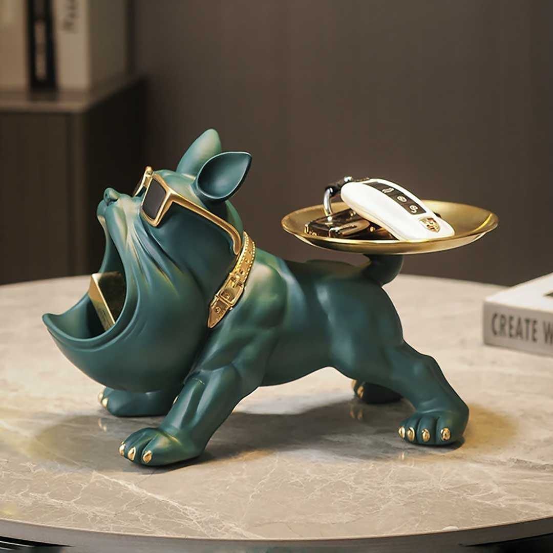 小物入れ 口デカ ブルドッグ 4カラー 置物 尻尾お皿 犬 高さ19cm