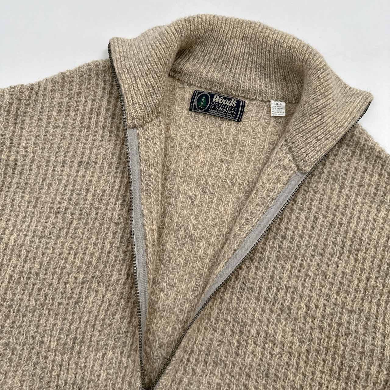 USA製 ヴィンテージ Woods CANADA フルジップ ニット カーディガン  