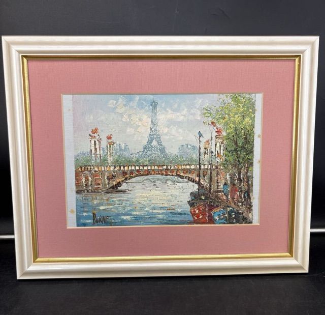 1979 絵画 肉筆油絵 作者直筆サイン入 風景画 エッフェル塔 F6号