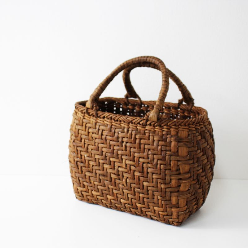 伝統工芸品 山葡萄 山ぶどう 網代編み 手提げ かごバッグ /あじろ編み  