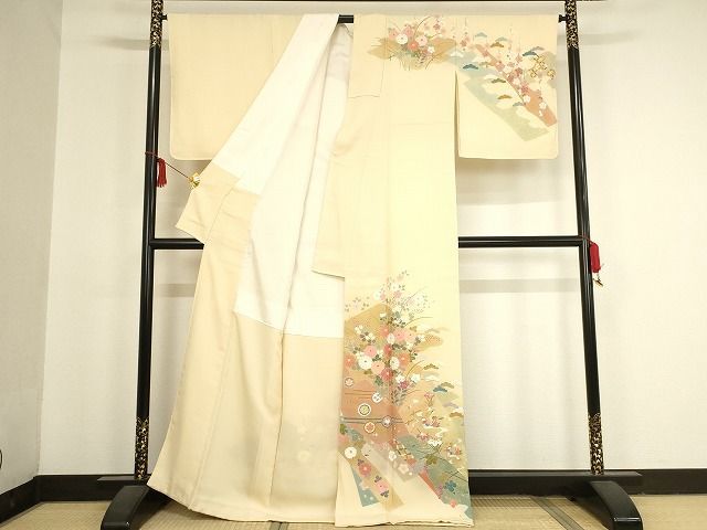 平和屋着物∞京友禅の第一人者　松井青々　道行コート　地紙花文　金彩　正絹　逸品　CABE4913ua 平和屋着物∞京友禅の第一人者 松井青々 道行コート 地紙花文 金彩