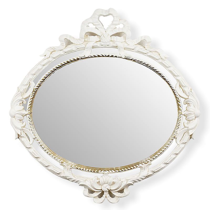 鏡 壁掛け イタリア製 楕円形 ミラー Mirror ホワイト ユーロ