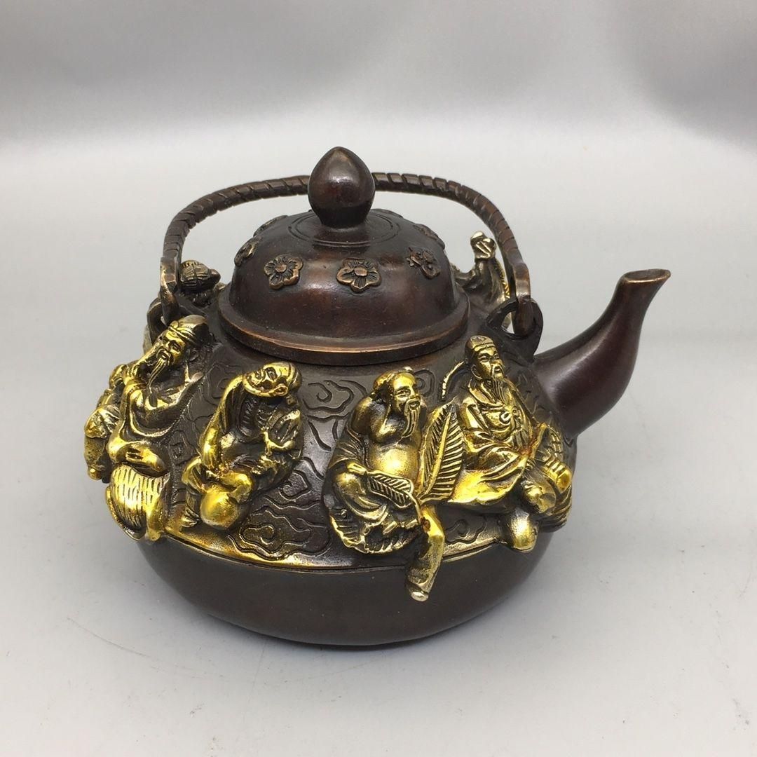 銅器 竹節壺 茶器 煎茶道具 装飾品 工芸品 置物 銅器 浮彫龍鳳茶壺 酒壺 茶道具 装飾品 工芸品 置物 - メルカリ