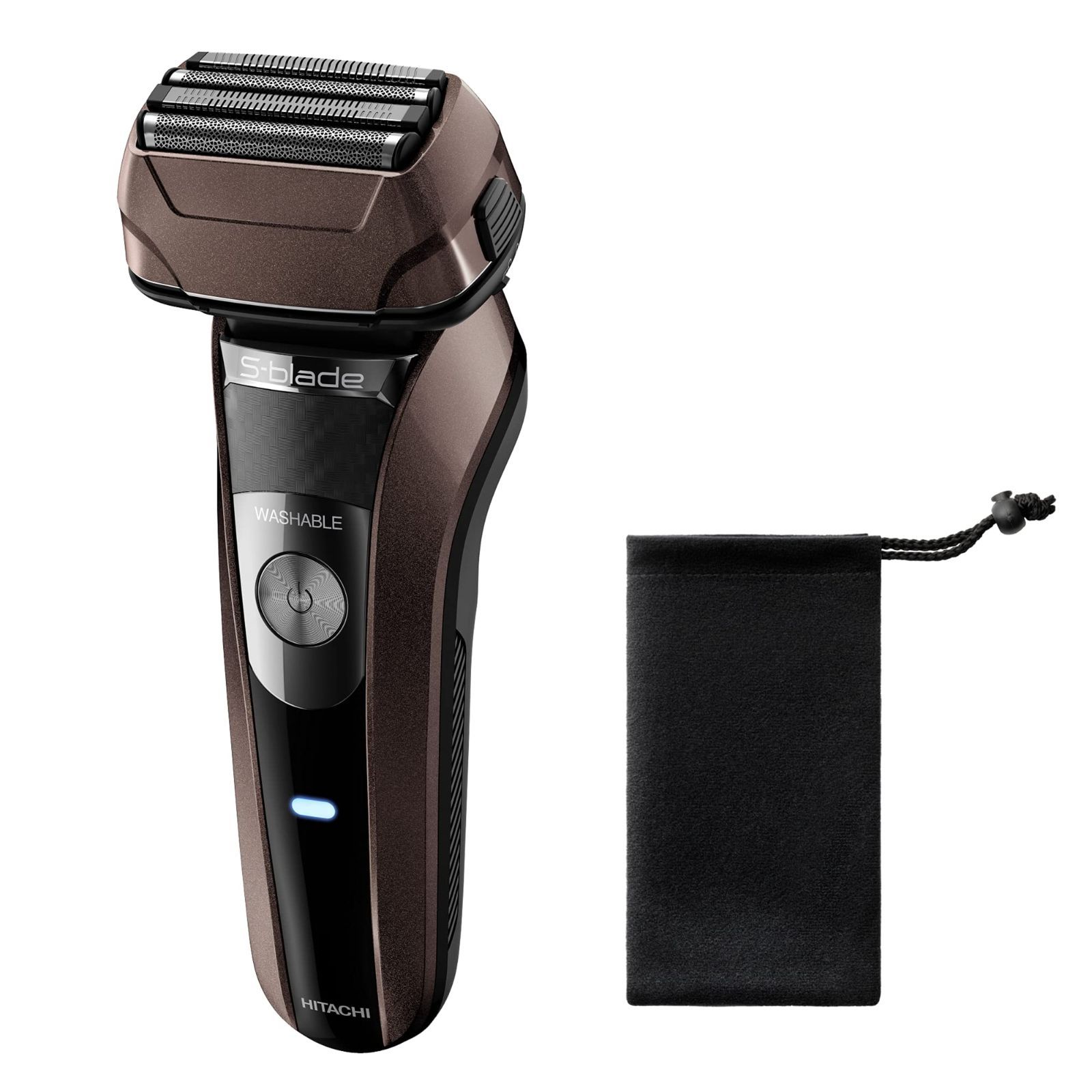 Style 2 ポーチ付き|泡剃り対応|ダークブラウン 日立 HITACHI 往復式 メンズシェーバー エスブレード ステンレス4枚刃 3Dヘッド RMH-F850B TD ダークブラウン