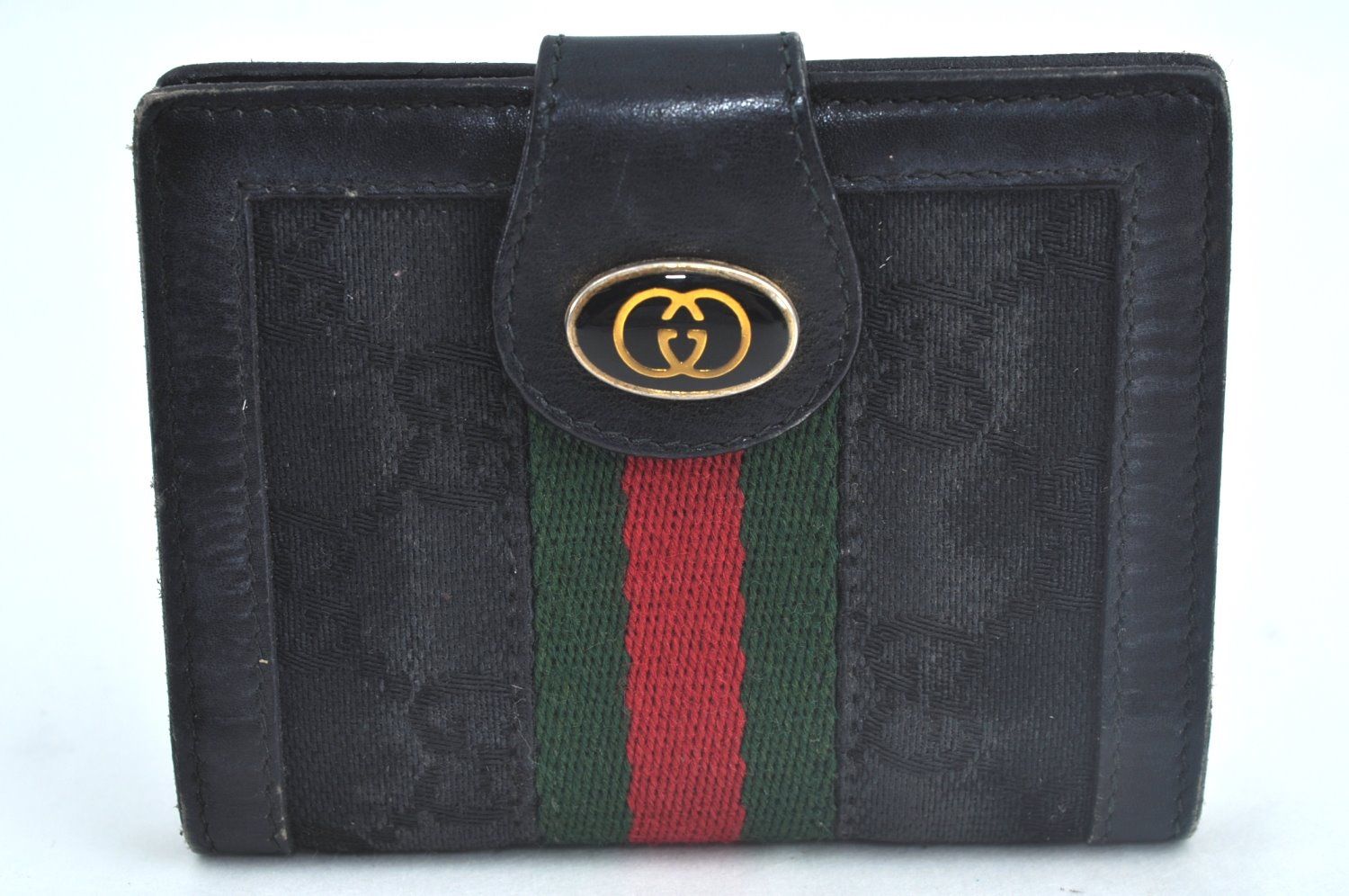 GUCCI グッチ ウェブ シェリーライン カードケース GGキャンバス レザー ブラック 3090N