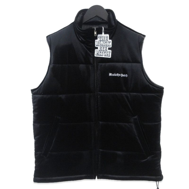 未使用 BLACKEYEPATCH ブラックアイパッチ OE LOGO PUFFER VEST BEPFW24OT16 ロゴ パッファー ベスト ブラック 黒 L タグ付き20020077