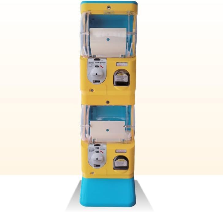 二段式ガチャマシーン ガチャガチャ 本体 2段式 業務用 大容量 ガチャガチャマシーン 価格設定 100〜400円 新改良プラスチックノブ ブルーイエロー