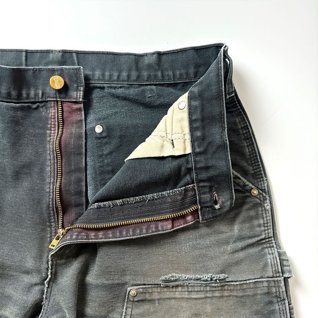 carhartt ダブルニー W34 L32 ブラック 鬼フェード ボロ Carhartt カーハート ダブルニー ペインターパンツ ワークパンツ