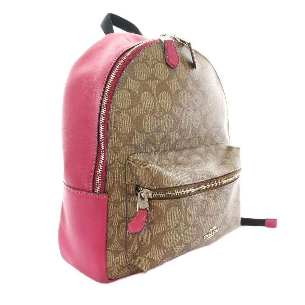 極美品✨コーチ リュック ミディアムチャーリー PVC×レザー シグネチャー コーチ COACH チャーリーミディアムシグネチャーリュックサック
