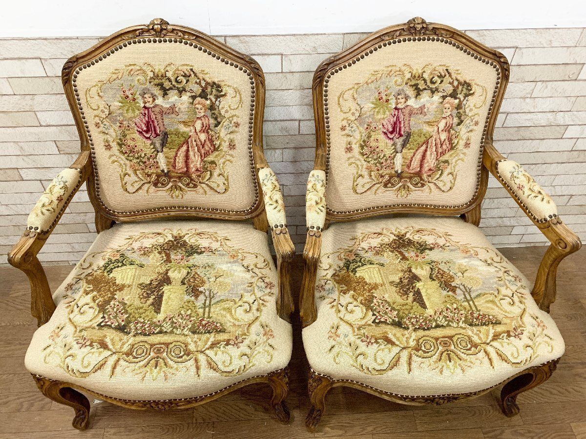 椅子① イタリア製 アンティーク ダイニングチェア 猫脚 椅子①