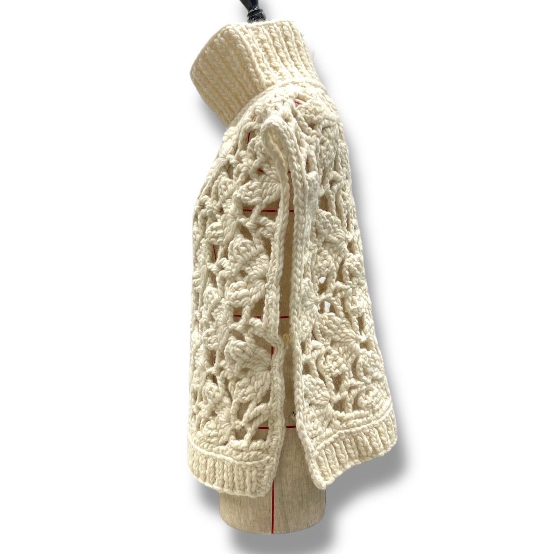 MACPHEE マカフィー ハンドクロシェ ハイネックベスト ニットベスト タートルネック ウール アルパカ 2-04-24-02106 白 ホワイト アイボリー Sサイズ レディース 冬 ゴーゴー古着 7 No.978