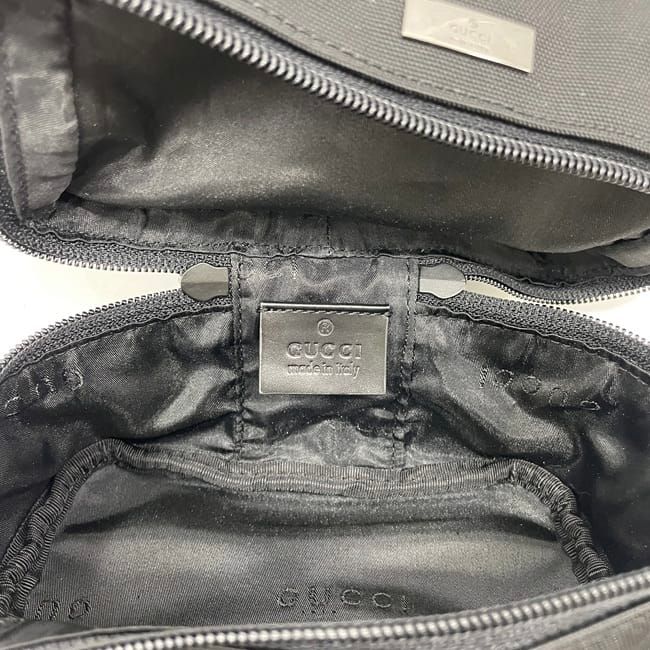 Gucci ブラック 巾着　ポーチ グッチ 巾着 ポーチ ブラック 039 1053 美品 キャンバス レザー