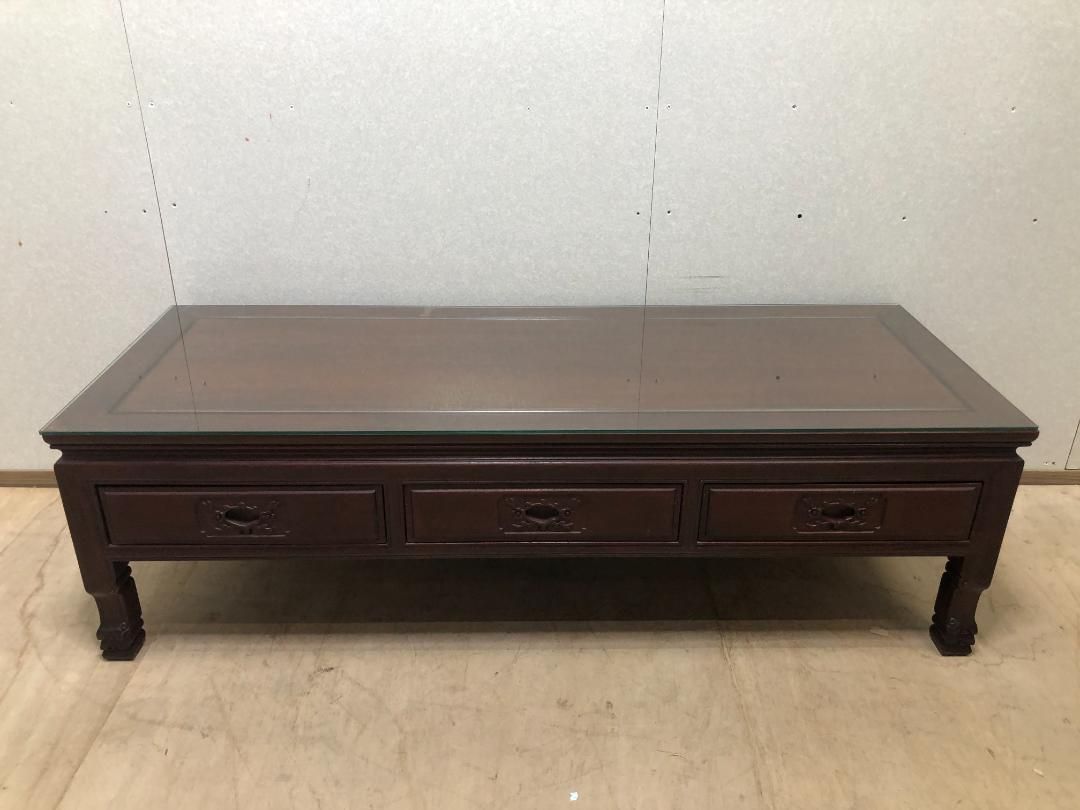 紫檀 唐木家具 無垢材　センターテーブル　引き出しローボードTVボード中国美術 紫檀 唐木家具 有限 無垢材 センターテーブル 引き出し