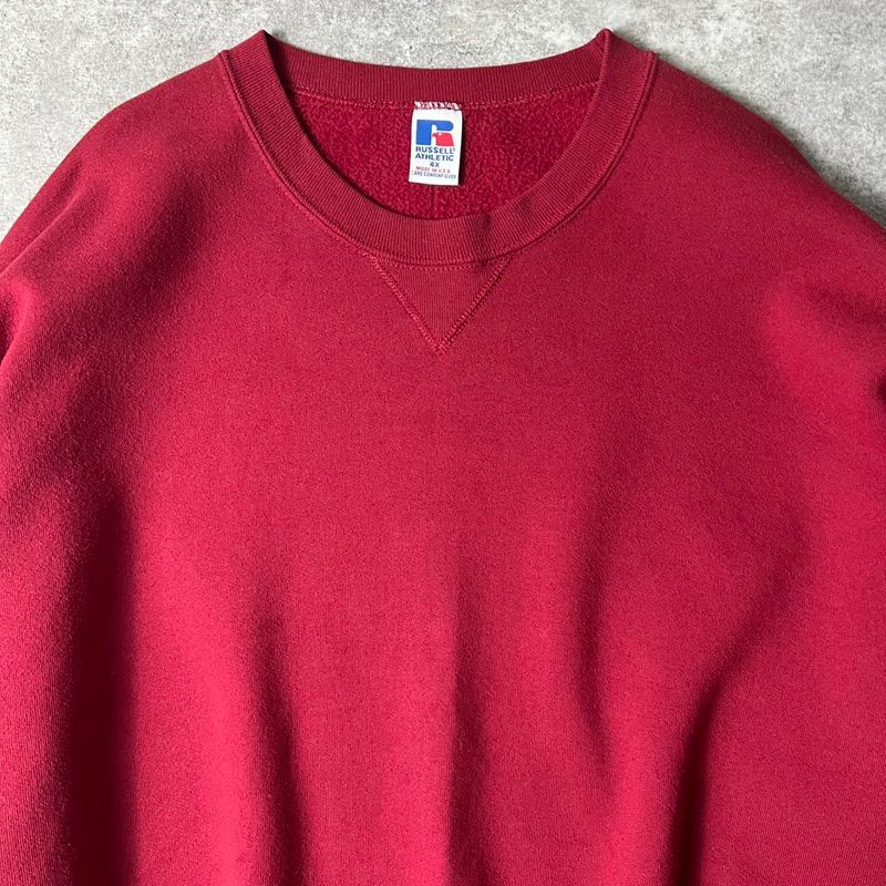 90s USA製 RUSSELL 無地 前V スウェット トレーナー XXXXL / 90